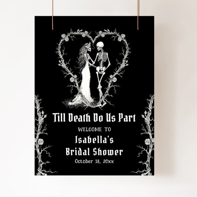 Poster Elégant Halloween Squelette Fête des mariées Bienv (Créateur téléchargé)