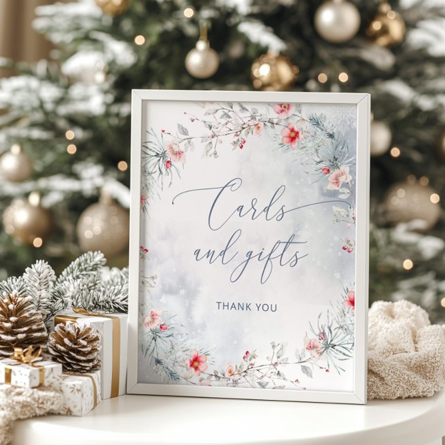 Poster Élégant hiver Dusty Blue neige Cartes et cadeaux (Créateur téléchargé)