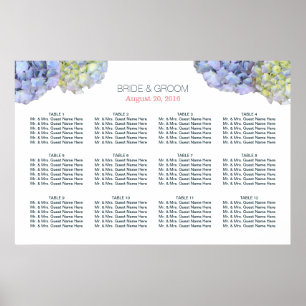Poster Elégant Hydrangea Fleurs Mariage Seating Chart