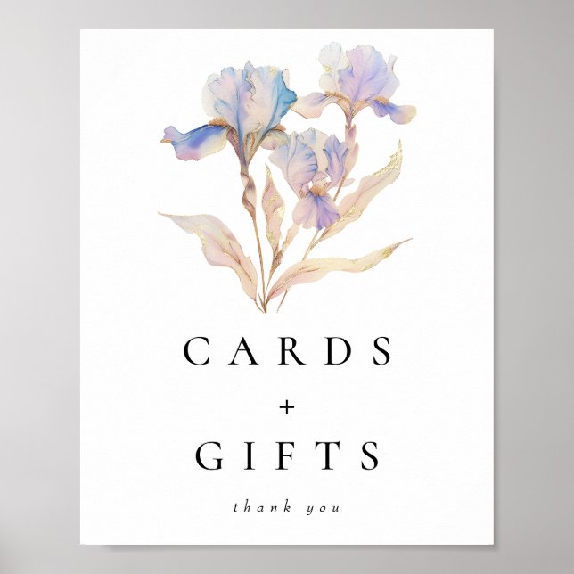 Poster Elégant Iris Floral cartes de mariage et cadeaux (Devant)