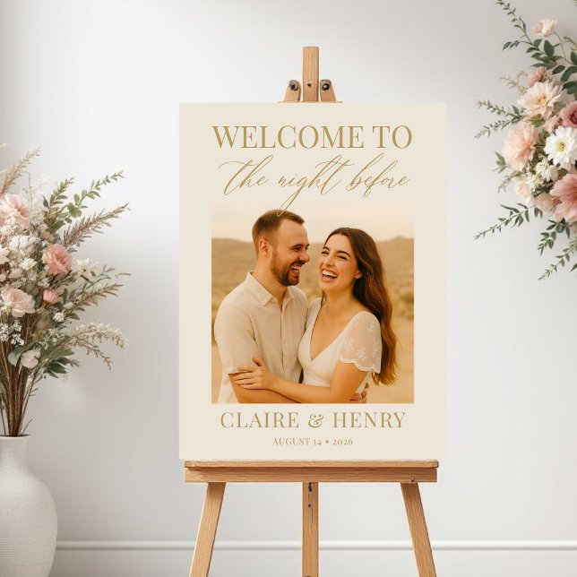 Poster Elegant Ivory Rehearsal Dinner Photo Wedding (Créateur téléchargé)