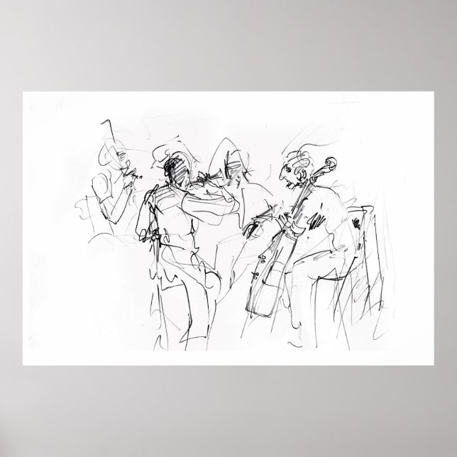 Poster Elegant Jazz Band Sketch Abstrait - Premium (Devant)