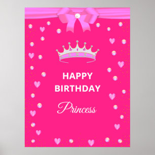 Poster Elégant Joyeux Anniversaire Princesse & Gems sur F