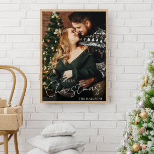 Poster Élégant Joyeux Noël Couple photo Keepsaké