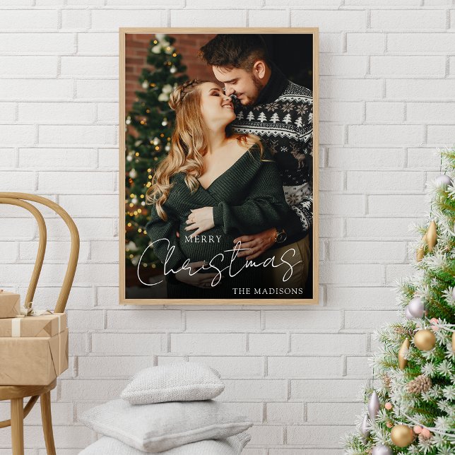 Poster Élégant Joyeux Noël Couple photo Keepsaké (Créateur téléchargé)
