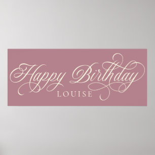 Poster Elégant Joyeux script d'anniversaire personnalisé