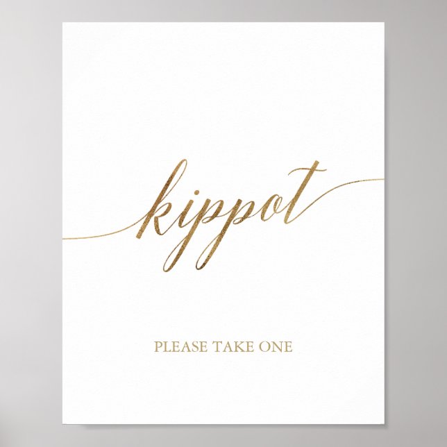 Poster Élégant Kippot de calligraphie or (Devant)