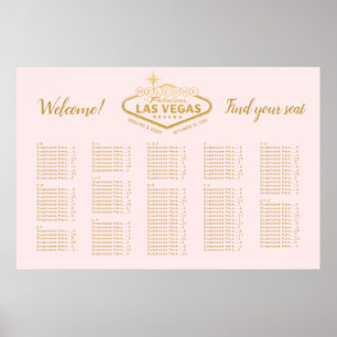 Poster Elégant Las Vegas Mariage Pink Gold Seize Chart