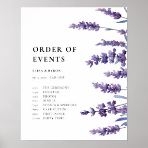Poster Élégant Lavande Florale Ordre des événements