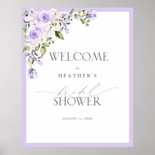 Poster Elégant Lavande Lilac Douche Florale Bienvenue