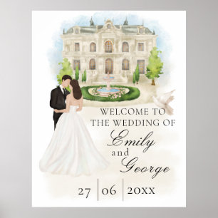 Poster Élégant lieu de mariage avec mariée et chambre