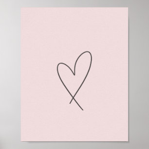 Poster Elegant Line Art Heart Wedding Blush Pink