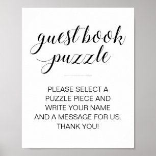 Poster Élégant livre d'invité Mariage de puzzle
