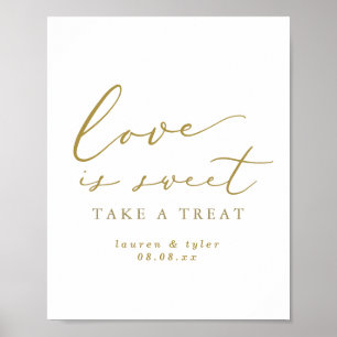 Poster Elegant Love is Sweet Gold Personalized Sign