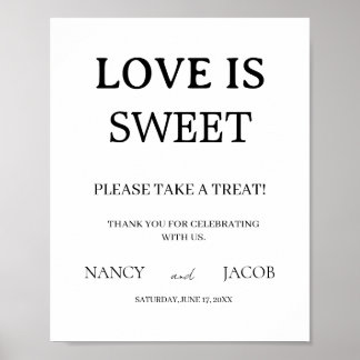 Poster Elegant Love Is Sweet Wedding Sign