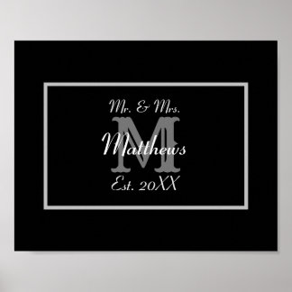 Poster Élégant M. et Mme Monogram Black