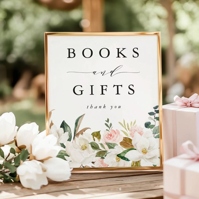 Poster Elégant Magnolias Baby showers Livres et Cadeaux (Créateur téléchargé)