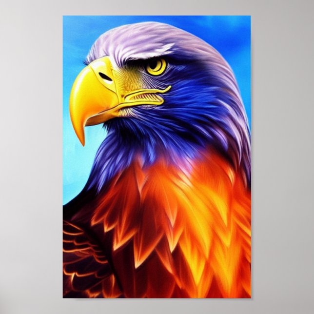 Poster Elégant, Majestic Aigle Art numérique arc-en-ciel (Devant)