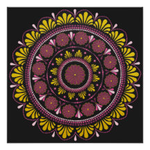 Elégant Mandala d'or rose, Boho Zen Dot Art Flower