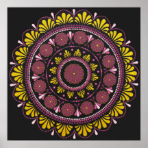 Elégant Mandala d'or rose, Boho Zen Dot Art Flower