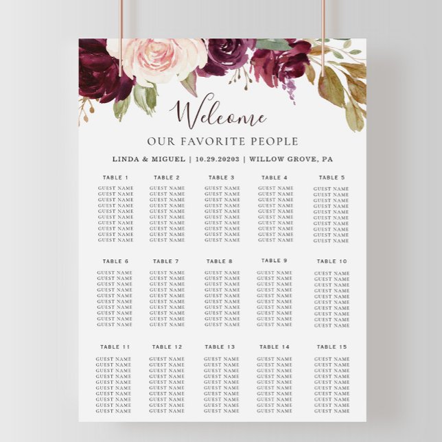 Poster Élégant Mariage Alphabétique Floral (Créateur téléchargé)