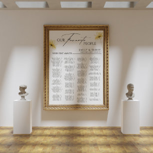 Poster Élégant Mariage Alphabétique Floral