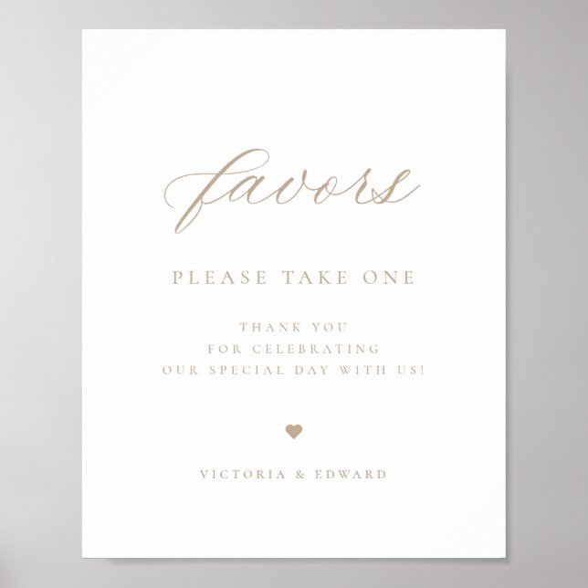 Poster Elégant mariage beige Favoriser (Devant)