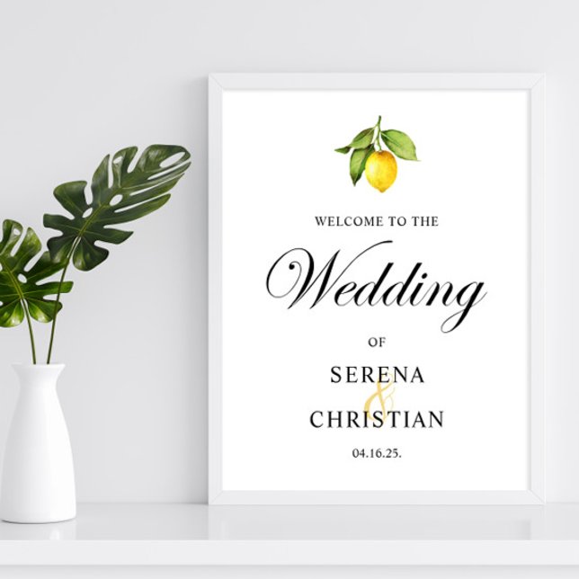 Poster Élégant Mariage citron Bienvenue Imprimable (Créateur téléchargé)