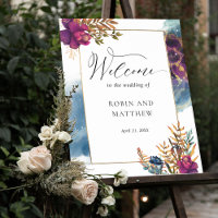 Élégant Mariage de bienvenue céleste d'aquarelle