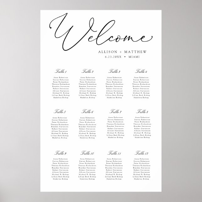 Poster Élégant Mariage de calligraphie (Devant)