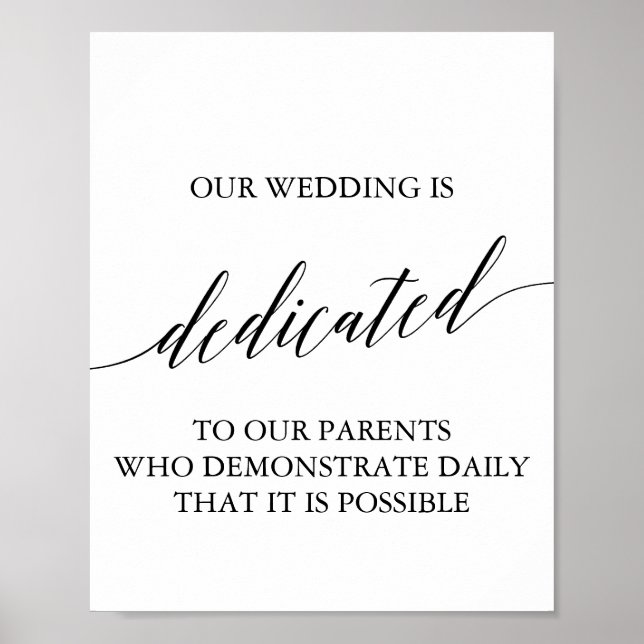 Poster Élégant Mariage de calligraphie noire (Devant)