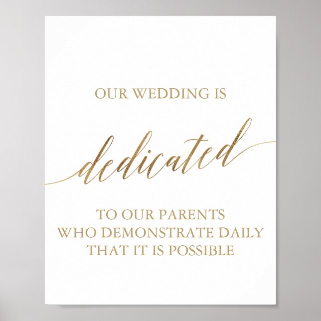 Poster Élégant Mariage de calligraphie or (Devant)