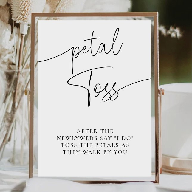 Poster Élégant Mariage de calligraphie simple Petal toss  (Créateur téléchargé)