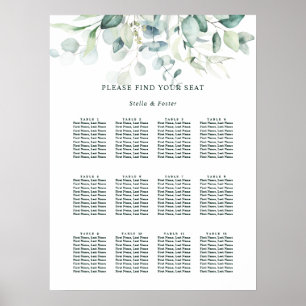Poster Élégant Mariage de feuillage vert