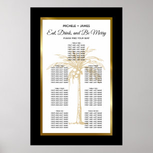 Poster Élégant Mariage de palme Tropical Or