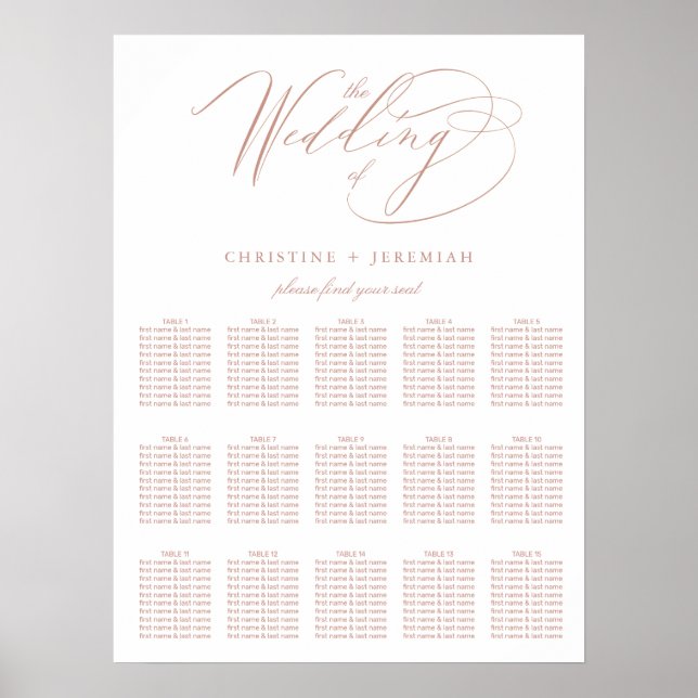 Poster Élégant Mariage de script de Rose blanche or assis (Devant)