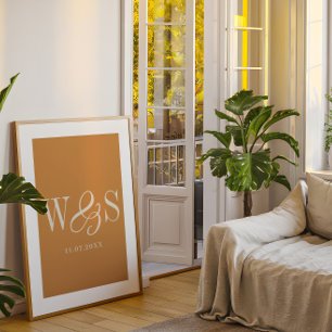 Poster Élégant mariage des initiales de couple de moutard