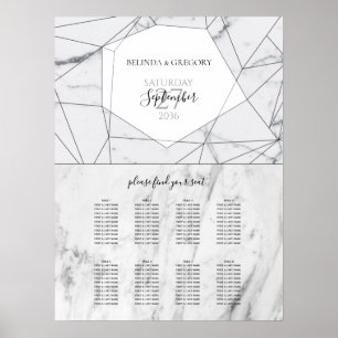 Poster Élégant Mariage en marbre géométrique