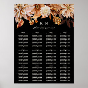 Poster Élégant Mariage floral de l'automne SIGNE SIGNALÉ