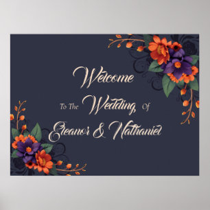 Poster Élégant Mariage gothique 3D floral