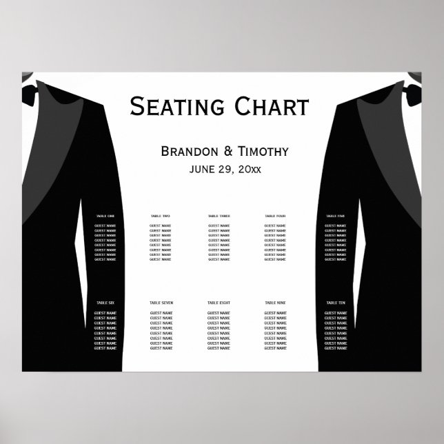 Poster Élégant Mariage gris noir et blanc (Devant)