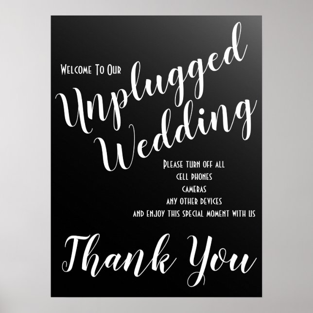 Poster Élégant Mariage noir débranché (Devant)