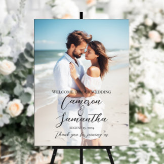 Poster Élégant mariage photo moderne signe de bienvenue