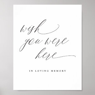 Poster Elégant Mariage Souhaitez Que Vous Étiez Ici En Mé