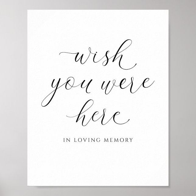Poster Elégant Mariage Souhaitez-vous être ici en mémoire (Devant)