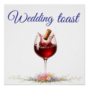 Poster Élégant Mariage Verre de Vin Éclaboussure 