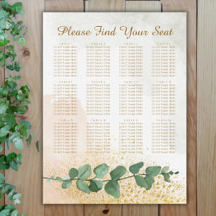 Poster Élégant Mariage Vert & Or