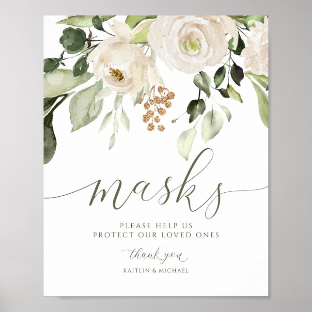 Poster Elégant Masque de Mariage Signal Verdure Foliage (Devant)
