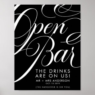 Poster Élégant Menu de Bar de Boissons Gratuites de Maria