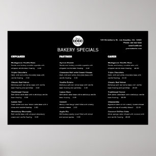 Poster Élégant Menu de Restaurant Logo Noir Professionnel
